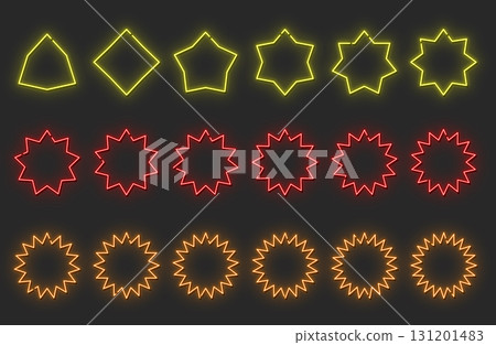 Simple neon light with spiky shapes, colorful 131201483