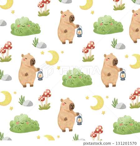 Cute Capybara Family Camping Clipart & Patterns Cute Capybara Family Camping Clipart & Patterns 131201570