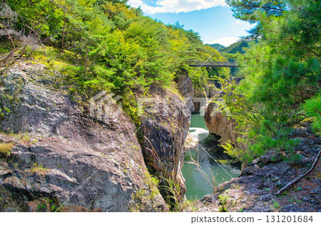 栃木縣日光市:流經龍王峽的鬼怒川和武藏橋 栃木縣日光市:流經龍王峽的鬼怒川和武藏橋 131201684