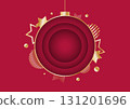 paper cut gold christmas ball with star on red background 131201696