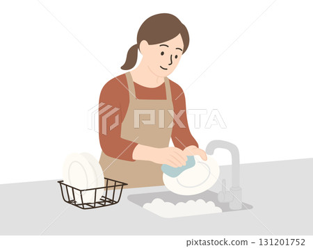 一個女人洗碗 131201752