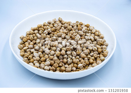 Beautiful organic dried chickpea beans consisting of raw bengal legume pea 131201938