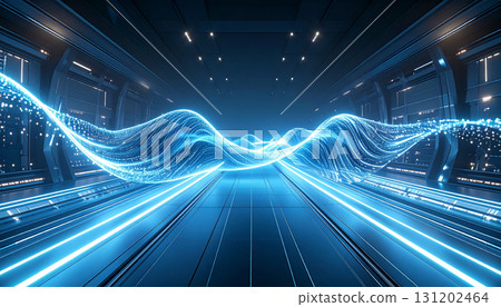 AI Learning Process Visualization with Flowing Data. AI themed Background. Generated Image 131202464