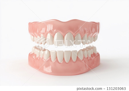 Dental implant positioned securely in the jaw surrounded by natural teeth demonstrating effective oral restoration 131203063