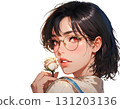 Black-haired high school girl in uniform - transparent PNG material 131203136