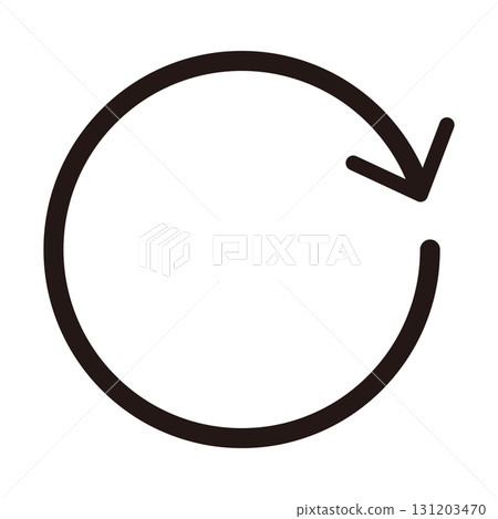 Simple rotating arrow (cycle arrow) with one arrow rotating. Reload. Black. Single item. 131203470