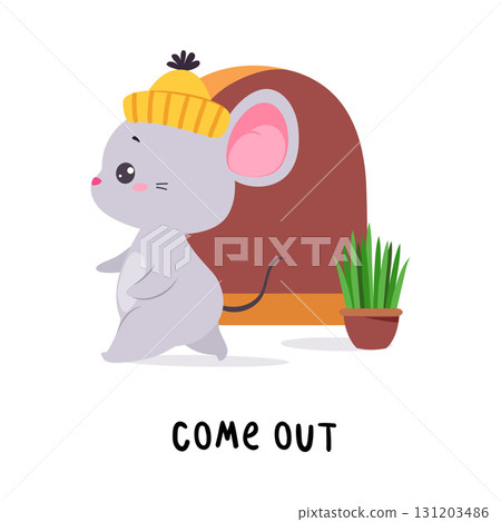 Little Mouse Come Out Hole Demonstrating English Verbs for Educational Activity Vector Illustration Little Mouse Come Out Hole Demonstrating English Verbs for Educational Activity Vector Illustration 131203486