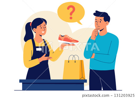 Saleswoman Offering Shoes to Customer Saleswoman Offering Shoes to Customer 131203925
