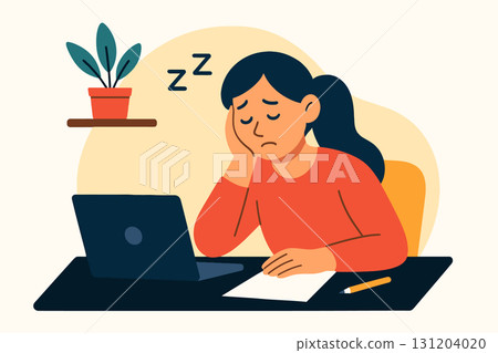 Tired Woman Working at Computer Tired Woman Working at Computer 131204020