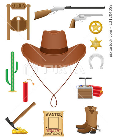 western america wild west items cartoon stock vector illustration 131204058