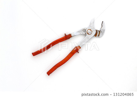 Straight mouth locking pliers, isolated on a white background Straight mouth locking pliers, isolated on a white background 131204865
