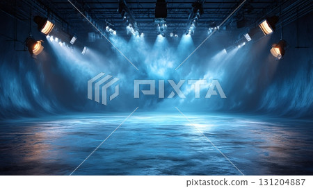 Elegant Blue Studio Backdrop with Softbox Lighting Effects Elegant Blue Studio Backdrop with Softbox Lighting Effects 131204887