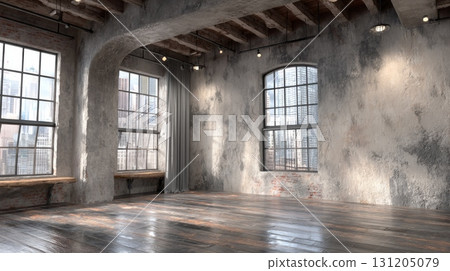 Spacious Studio Backdrop with Adjustable Lighting and Large Windows 131205079
