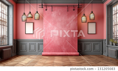 Elegant Coral Studio Backdrop with Modern Lighting and Decor Elegant Coral Studio Backdrop with Modern Lighting and Decor 131205083