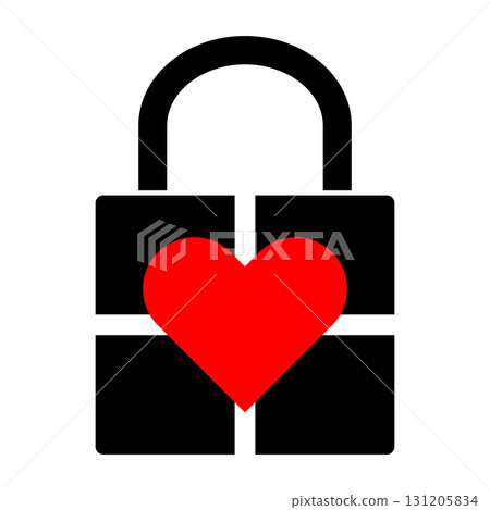 Love Lock Icon Red Heart with Padlock Symbol. Vector Illustration. Ideal for Valentines Day graphics, relationship concepts, dating apps, romantic digital content. Love Lock Icon Red Heart with Padlock Symbol. Vector Illustration. Ideal for Valentines Day graphics, relationship concepts, dating apps, romantic digital content. 131205834