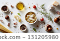 Variety of pasta and spices 131205980