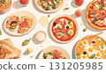 Illustration of various pizzas 131205985