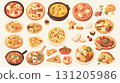 Illustrations of various dishes 131205986