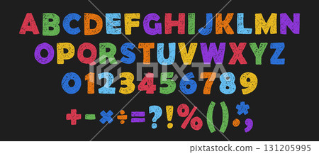 Crayon kids font. Hand drawn scribble funny playful alphabet. 131205995