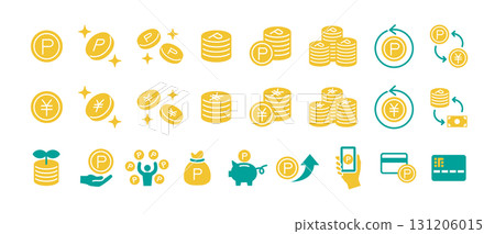 Point coin and money icon set (investment, savings, credit card reward points, point conversion) Point coin and money icon set (investment, savings, credit card reward points, point conversion) 131206015