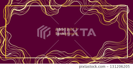 Banner with wave elements. Abstract card with linear curls. 131206205