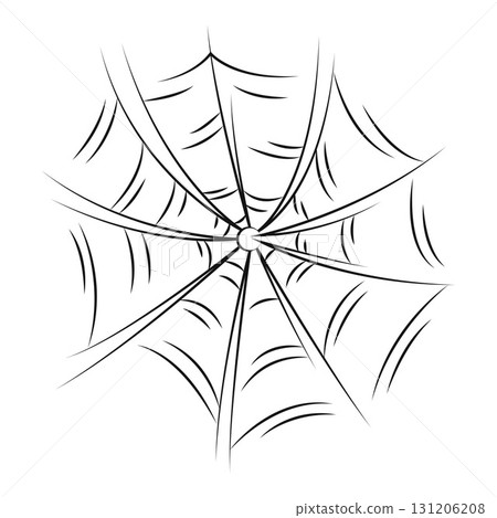 Scary spider web as a symbol of Halloween. Black hand drawn illustration. Scary spider web as a symbol of Halloween. Black hand drawn illustration. 131206208