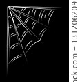 Spider web as a symbol of Halloween. White hand drawn illustration. 131206209