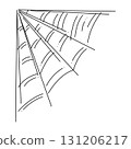 Doodle spider web as a symbol of Halloween. Black hand drawn illustration. 131206217