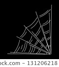 Doodle spider web as a symbol of Halloween. White hand drawn illustration. 131206218
