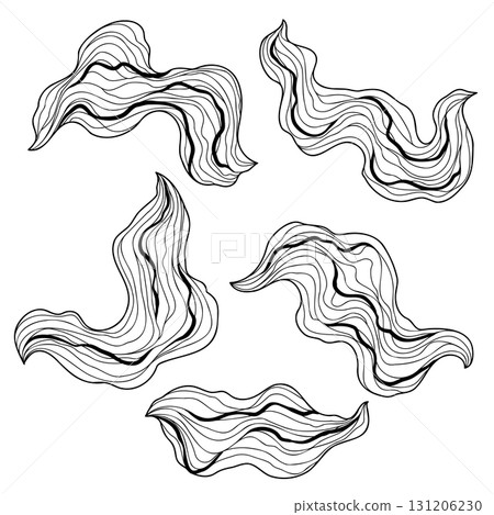 Set of wave elements. Abstract linear curls. 131206230