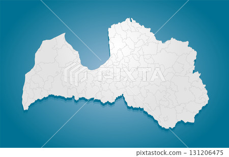Creative map of country Latvia divided on regions 131206475