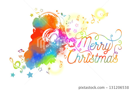 Happy Dancing Santa Listening to Christmas Carols Vector Cartoon Illustration. Merry Christmas. Cheerful senior Santa enjoying traditional music songs . hand drawing. Not AI. Vector illustration 131206538