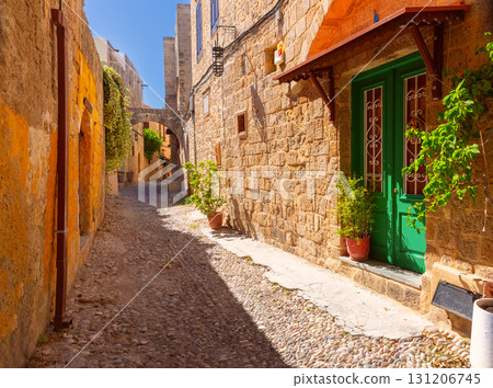 Medieval alley in the old town of Rhodes Greece Medieval alley in the old town of Rhodes Greece 131206745