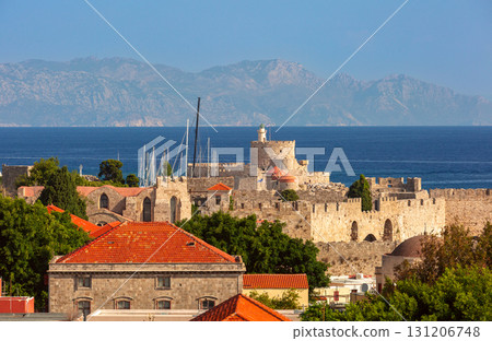Mandraki harbor view in Rhodes Greece Mandraki harbor view in Rhodes Greece 131206748