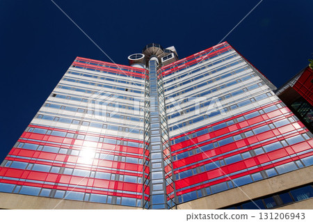 The Lilla Bommen building called Lipstick at harbor on Gota river bank, Gothenburg, Sweden, sunny day 131206943