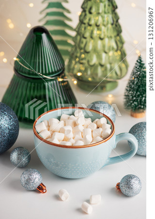 Christmas Mug with Marshmallows, Ornaments and Ceramic Decorations 131206967