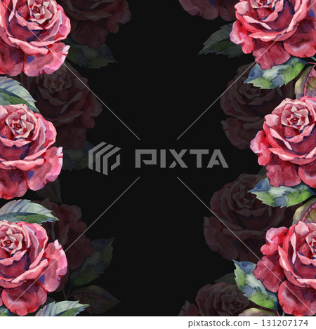 Vintage rose red flower frame background with text space, rose red floral frame for wedding invitation 131207174