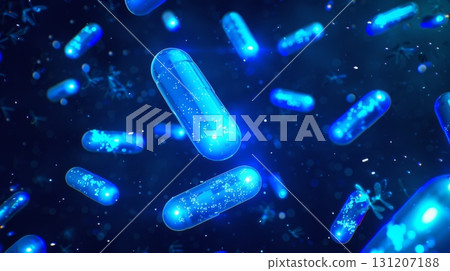 germs, bacteria and viruses under a microscope. biological laboratory research. microbiology and disease science. health and immunity 131207188