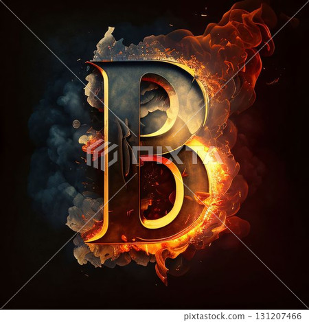 Burning letter B in the style of Flames and Fire. Illustration Burning letter B in the style of Flames and Fire. Illustration 131207466