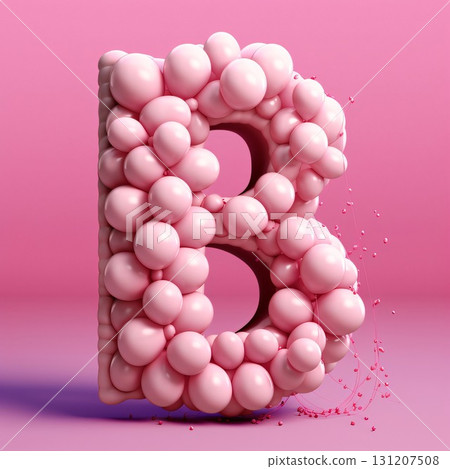 Pink balloon letter B on a pink background. 3d rendering. 131207508