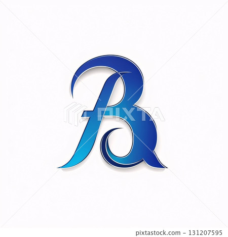 abstract icon based on the letter B with a blue outline on a white background 131207595