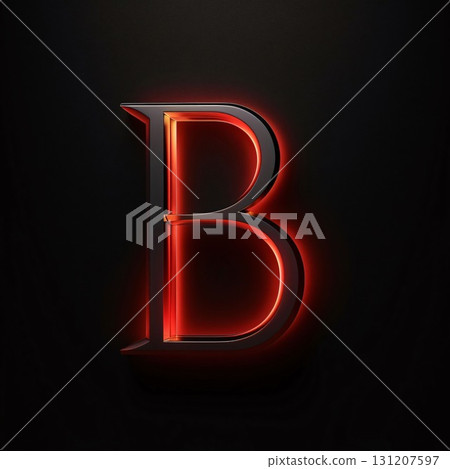 Neon letter B isolated on black background - 3D illustration of symbols 131207597