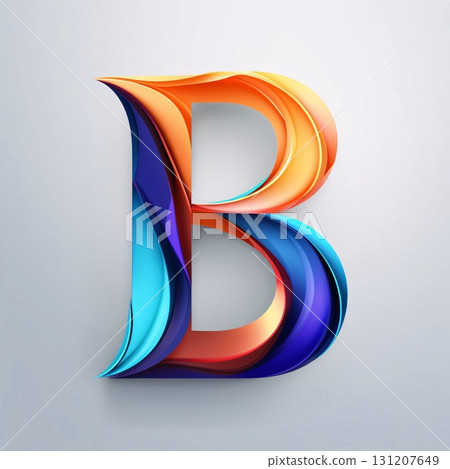 Colorful 3d letter B uppercase. Vector illustration. Colorful 3d letter B uppercase. Vector illustration. 131207649