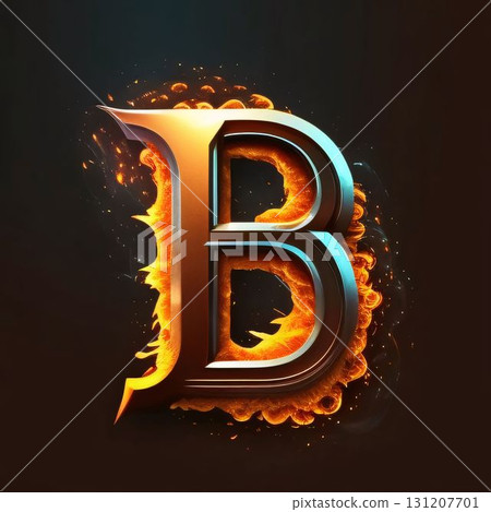 Burning Letter B in the Fire with Flames, Vector Illustration Burning Letter B in the Fire with Flames, Vector Illustration 131207701