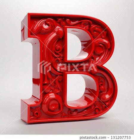 red letter B uppercase on white background. 3d rendering red letter B uppercase on white background. 3d rendering 131207753