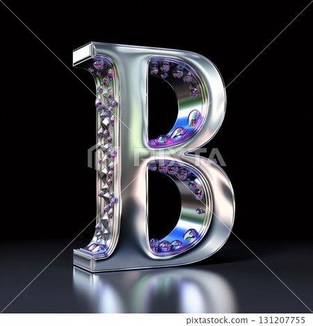 Diamond letter B on black background. 3d render illustration with reflection Diamond letter B on black background. 3d render illustration with reflection 131207755