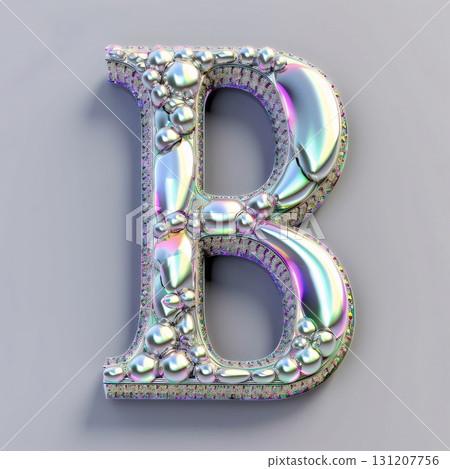 letter B in the form of rhinestones on a gray background letter B in the form of rhinestones on a gray background 131207756
