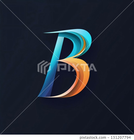 Vector letter company logo. Created with overlapping colorful brush strokes, waves and flowing shapes Letter B 131207794