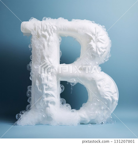 Foam font letter B on blue background. 3d rendering Foam font letter B on blue background. 3d rendering 131207801
