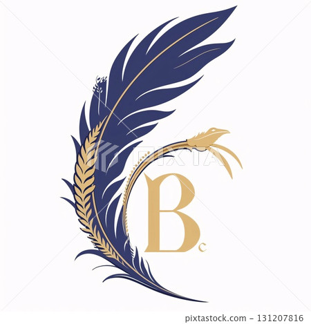 Initial Letter B Logo Template Vector Design. Feather Luxury Gold Color Initial Letter B Logo Template Vector Design. Feather Luxury Gold Color 131207816